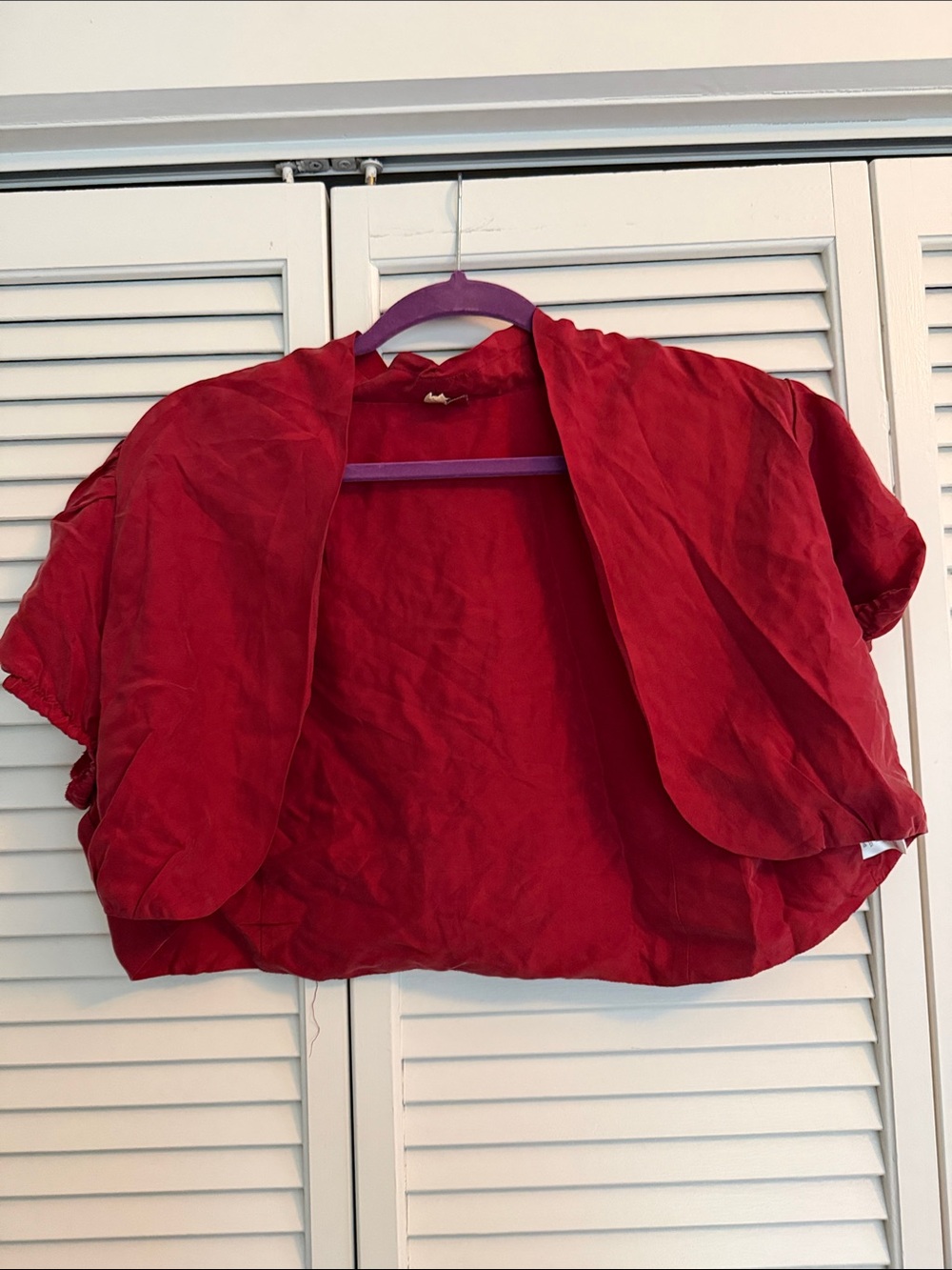 Seven7 100% Silk Open-Front Short Sleeve Bolero Jacket